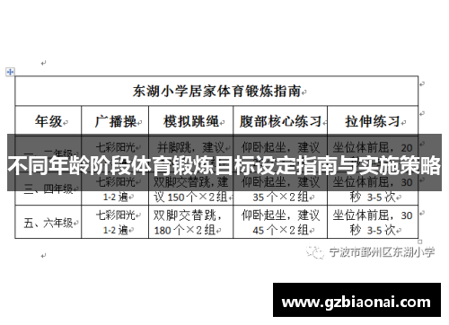 不同年龄阶段体育锻炼目标设定指南与实施策略